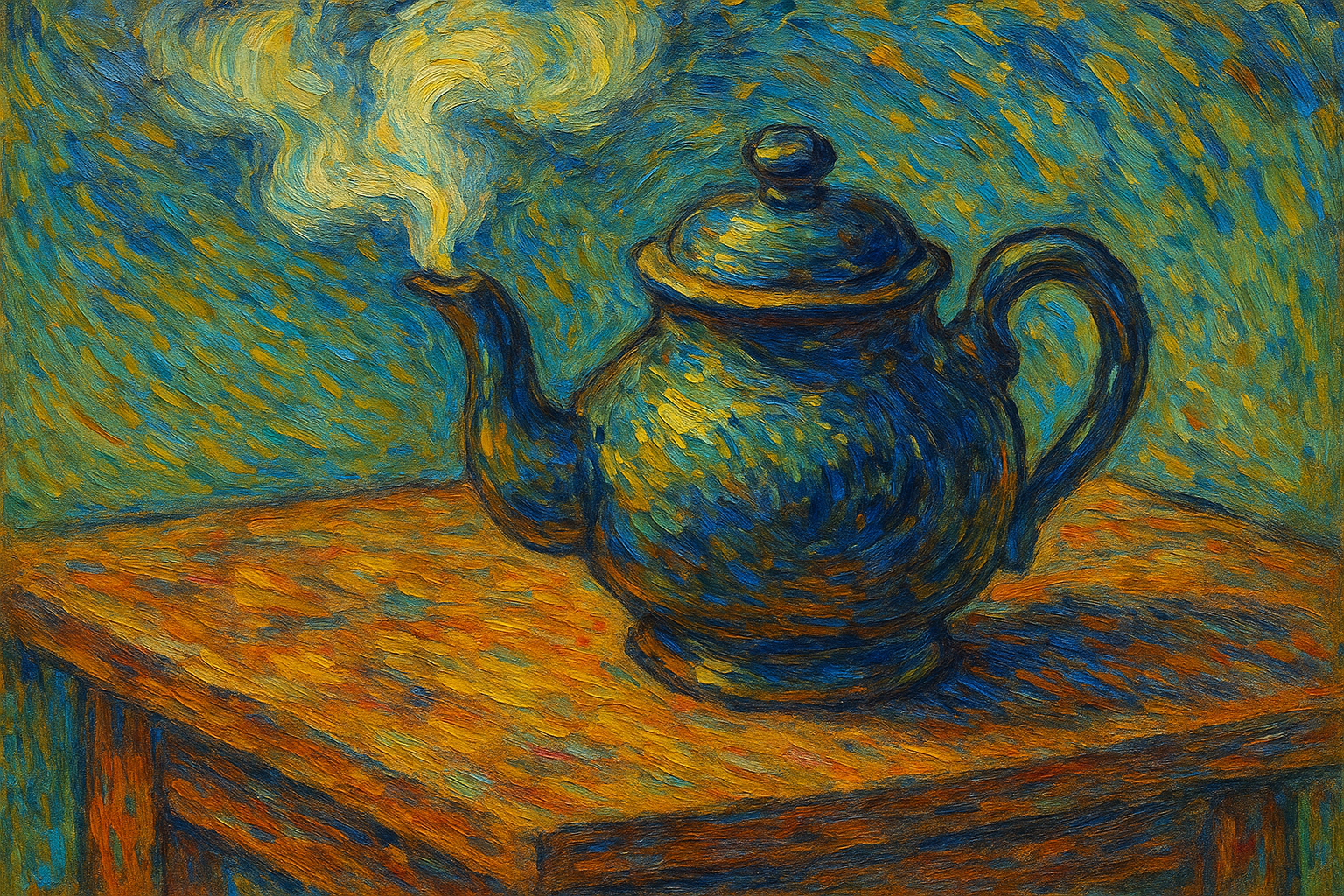 梵高绘画风格的茶壶
