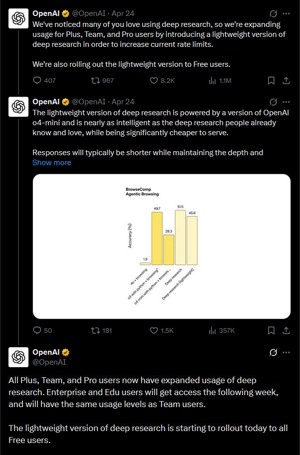 原文引用的深度研究额度公告